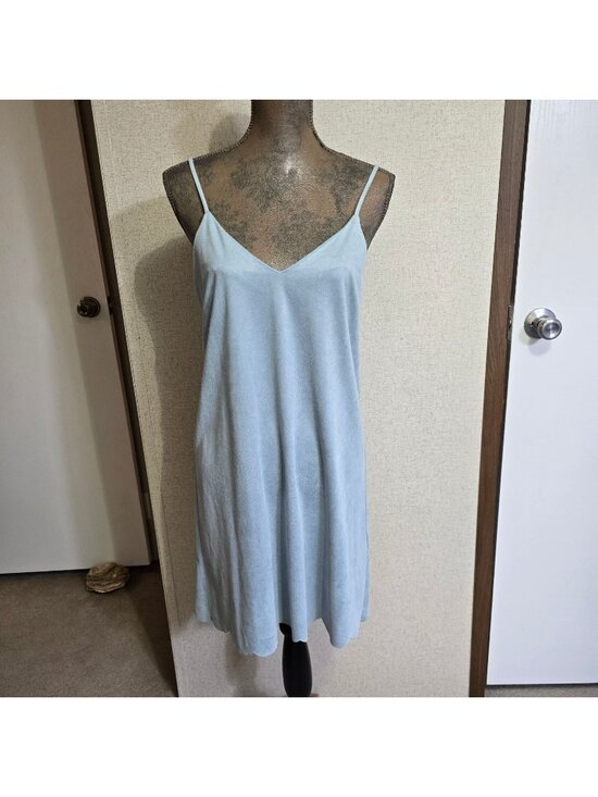 Mystree Dresses & Skirts - Mystree Small Sleeveless Light Blue Slip Dress Adjustable Straps Scalloped Hem